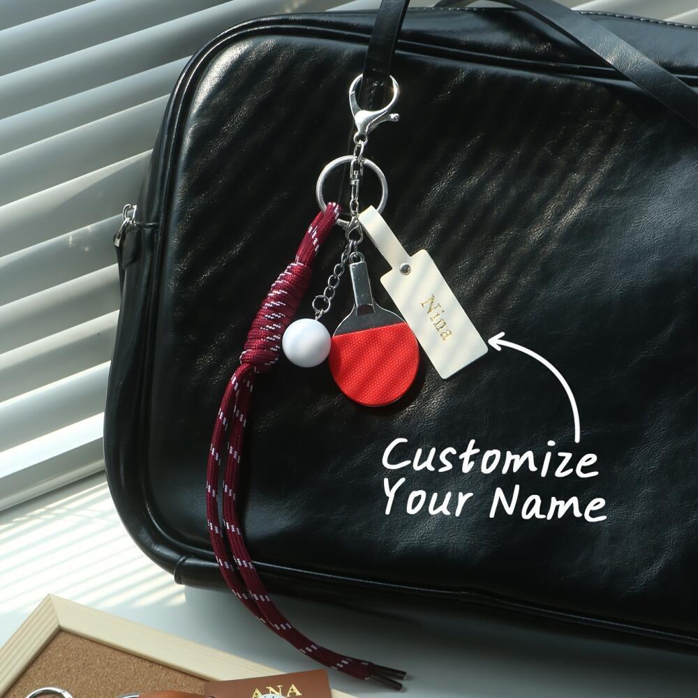 Customized Name Sports Themed  - огляд і ціна Monogram Keychain Leather