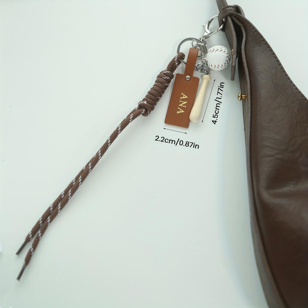Customized Name Sports Themed  - огляд і ціна Monogram Keychain Leather