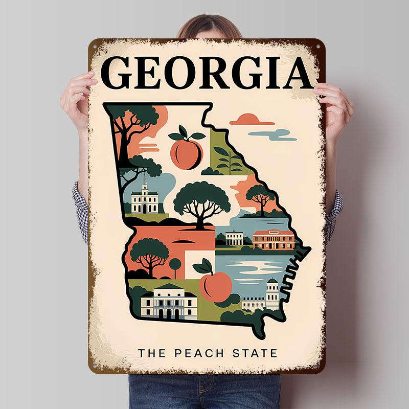 Georgia: The Peach State Illus - огляд і ціна Custom Map Poster